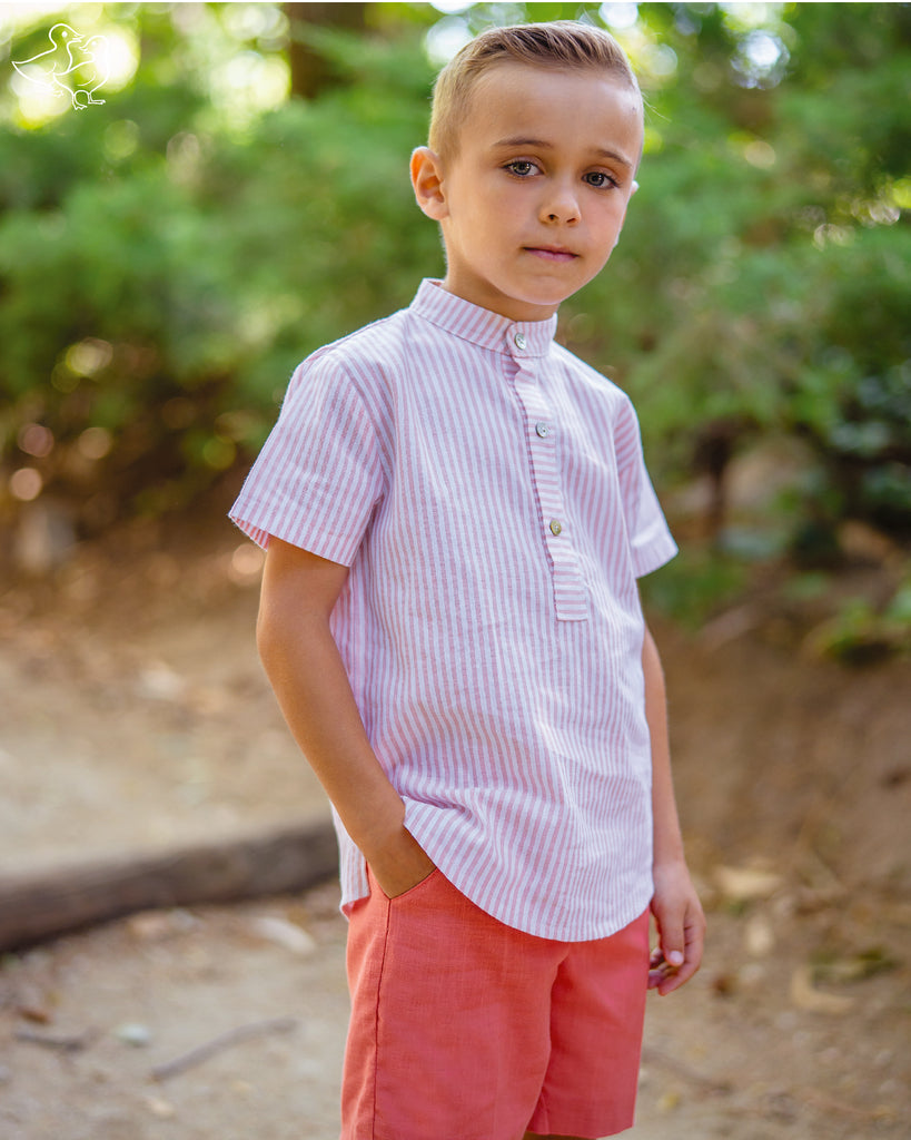 Boys Striped Shirt & Coral Shorts Set – Pekiboo Kids Fashion Boys Striped Shirt & Coral Shorts Set – Pekiboo Kids Fashion